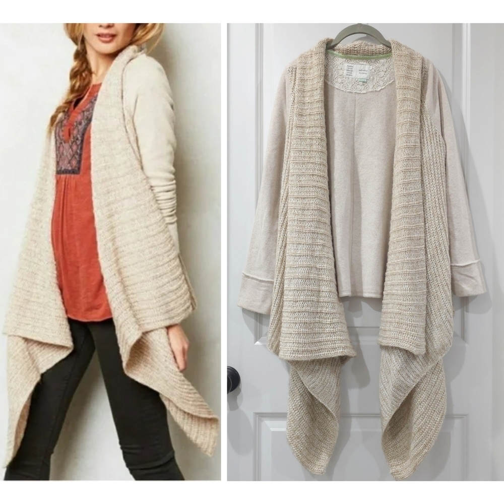 SATURDAY SUNDAY Women's Cream Open Front Cardigan Sweater